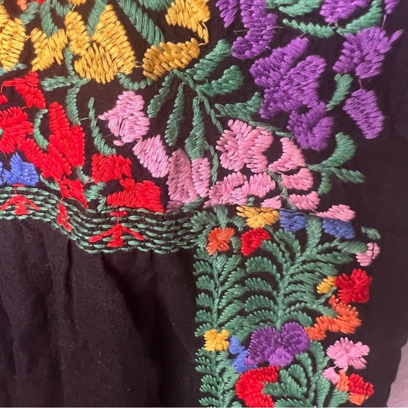 J. Marie | Mexican señorita black floral dress, sz medium - Picture 3 of 8